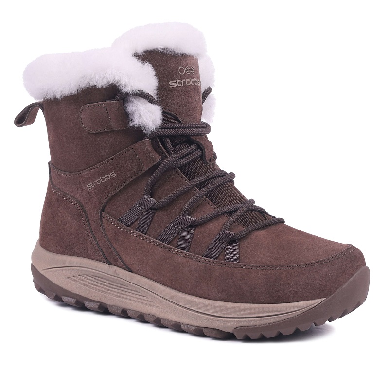 Кроссовки Strobbs с мехом женские F8532-17 коричневые